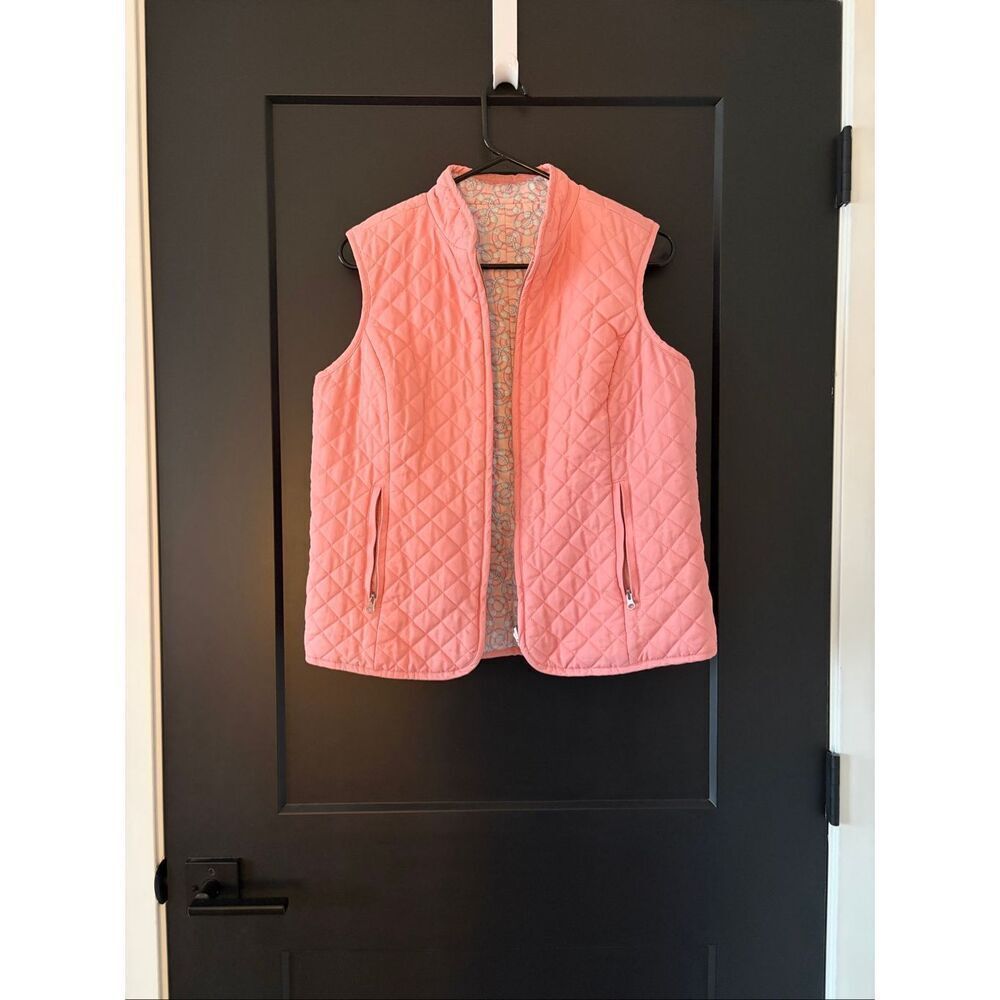 Vineyard Vines Reversible Quilted Pink Vest Nautical Preppy Sporty